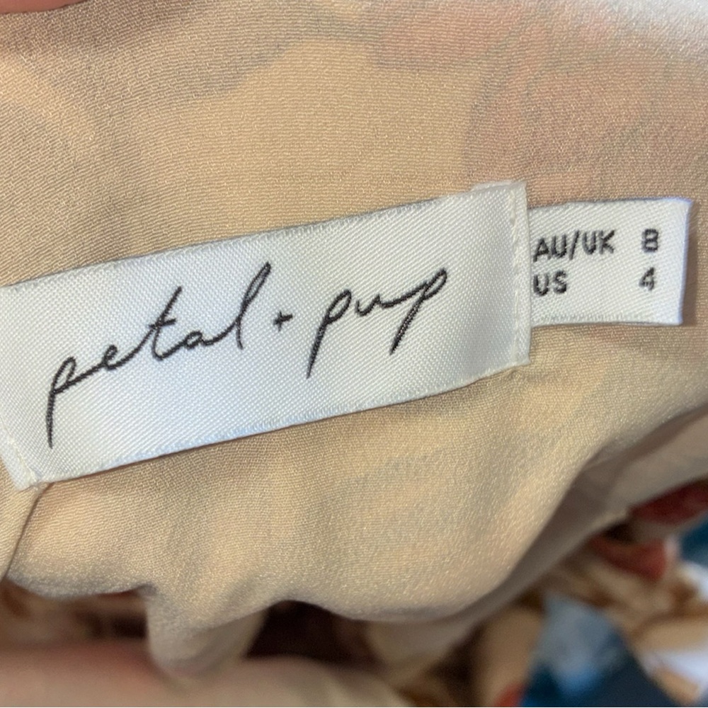 Petal & Pup Beige Floral Midi Dress with Coral Roses - Picture 7 of 7